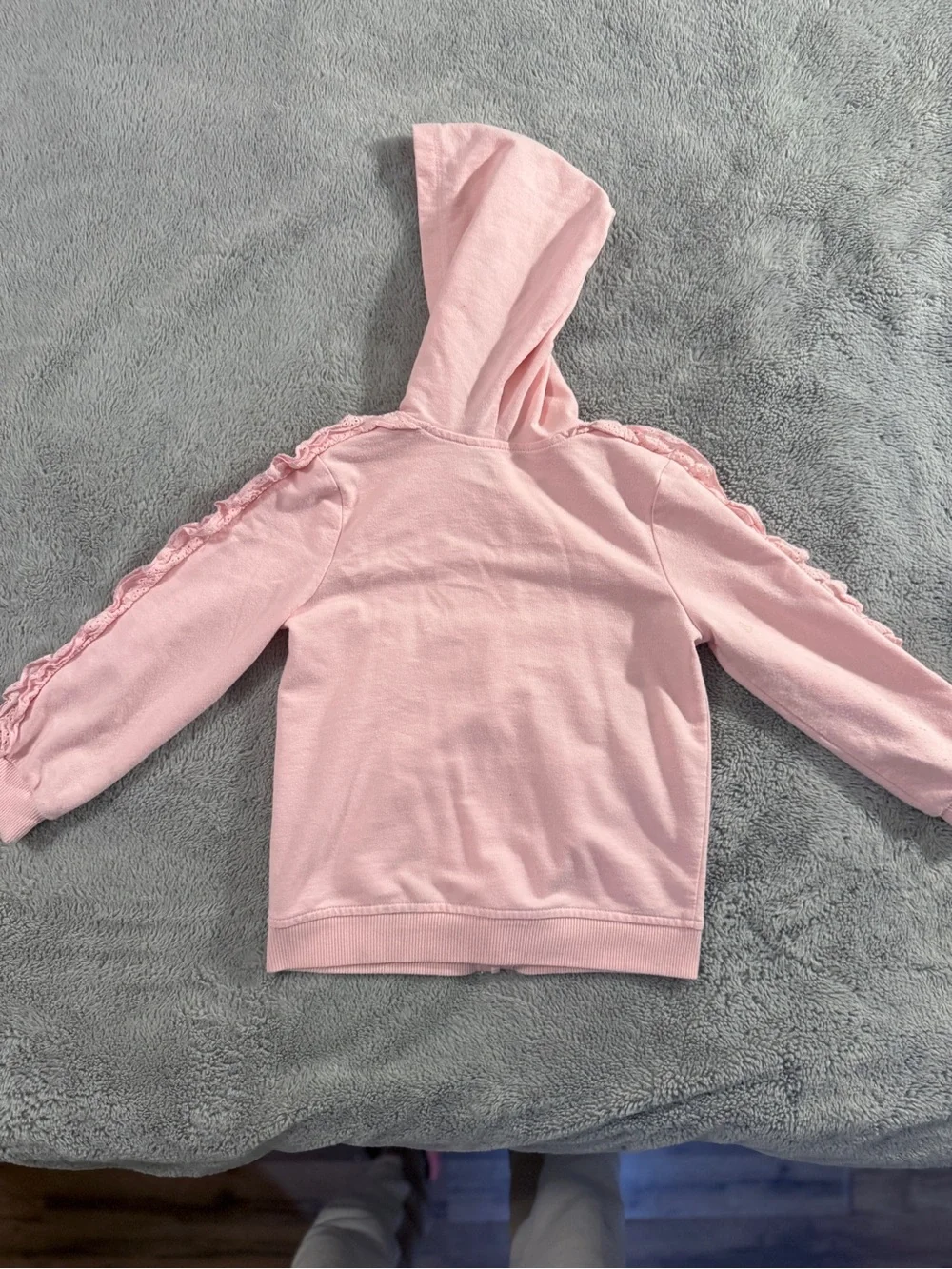 Carter's Light Pink Hooded Zip-Up Sweatshirt with Ruffle Trim